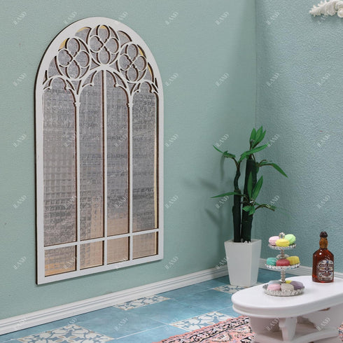1/12 iLAND Scale Accessories of Dollhouse Window, Wooden DIY Dollhouse Building Supplies, Complete Miniature Window Kit