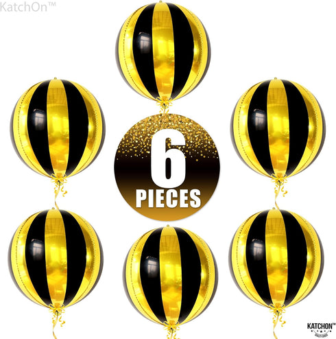 KatchOn Big 22 Inch Black and Gold Balloons, Pack of 6 for New Years Decorations 2025, Disco Party Decor