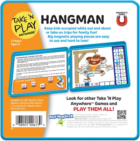 PlayMonster Take N Play Anywhere Hangman, Easy to Use, Fun on the Go Travel Game