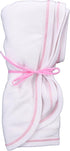 Organic Baby Blankets - Swaddle - White with Pink Stitching Detail