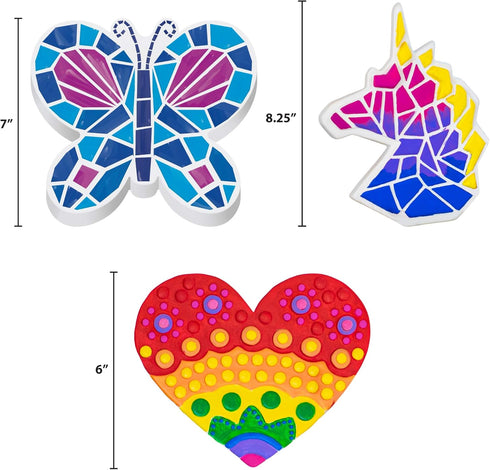 Multipack 3 (7 Inch 18 3 8+ Creative Roots Paint Your Own Stepping Stones with Butterfly, Unicorn, & Heart, Ceramic