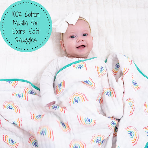 100% 6-Layer 47 47 Inches Cozy LollyBanks Muslin Baby Quilt, Cotton Soft Baby Blanket for Boys and Girls, Large x