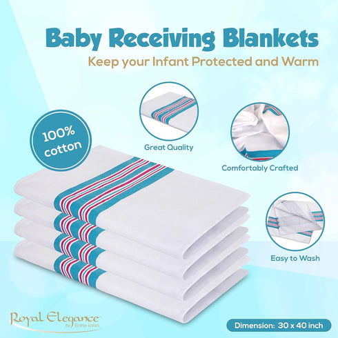 1 Pack 100% Cozy, 30x40 Elaine Karen Flannel Unisex Hospital Receiving Nursing Blankets - Cotton, for Girl or boy