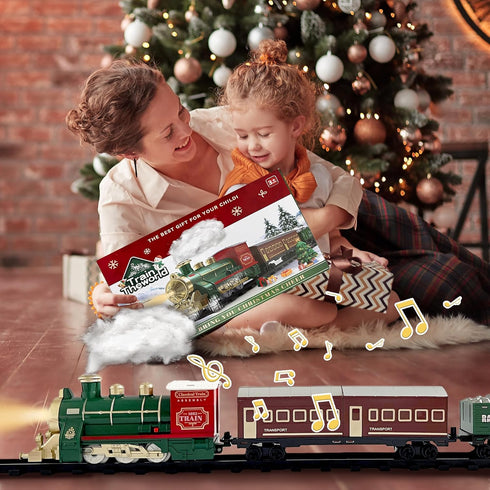 ManManLine Set Set 3 4 5 6 7 8+ Train Electric Train Toys for Kids, Christmas Train with Smokes, Light & Sound