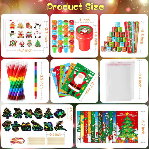 Stuffer24Set BenLouis Christmas Party Favors for Kids Xmas Classroom Gifts Prize Stockings Filler Coloring Books Bulk