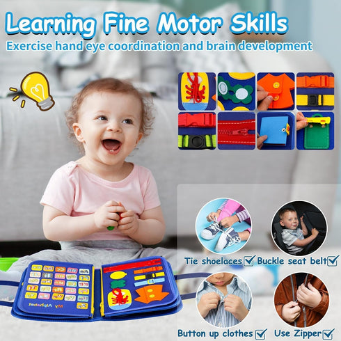 Toddler Busy Board, Montessori Toys for Boys, Sensory Board Birthday Gifts - Educational Busy Book, Learning toys