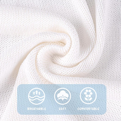 37x42 Booulfi Baby Blanket for Girls Boys Swaddles for Newborns Receiving Blankets Neutral Baptism Christening Knit