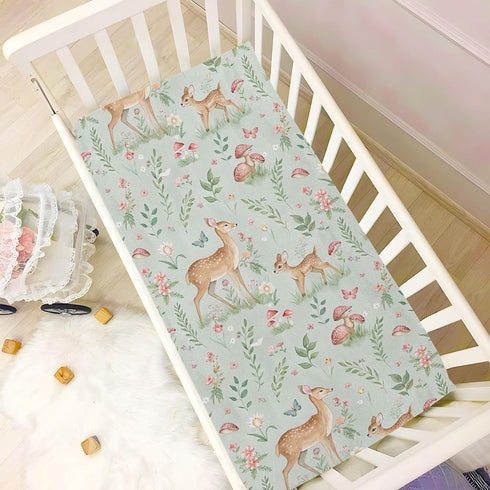 Burbuja 27 39 Fitted Crib Sheet for Girls and Boys, Woodland Fawn Soft Breathable Crib Sheet for Standard Crib