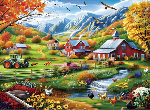 500 Piece Puzzles for Adults,Countryside Farm Scene Jigsaw Puzzle for Seniors Adults,Chicken