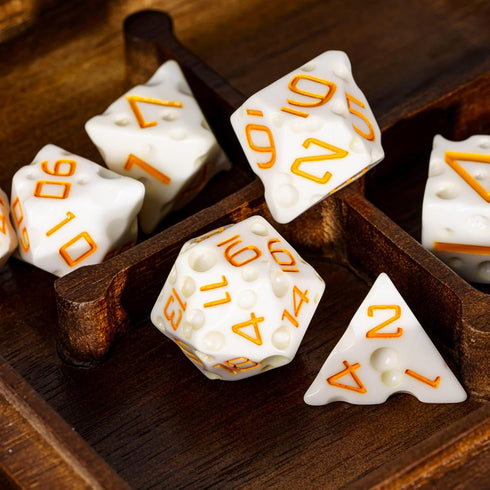 Cheese Dice DND Dice Set - 7PCS White Polyhedral Dice for Dungeons and Dragons Tabletop Role Playing Games