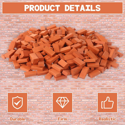 Haiabei 500 1/16 Set, Pcs Miniature Bricks Brick Building Mini Red B-Rick Stone Model B-Rick Mini Artificial Bri-ck