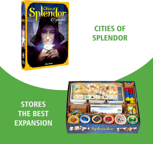 TowerRex Board Game Organizer for Splendor Game Box, Cities of Splendor Expansion, Game Tokens, Cards