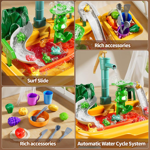 NIPLOOOW 3-5, 4-8, 3 4 5 6 7 8 Kitchen Sink Toys Toddlers Play Sink with Running Water, Water Table for Kids Ages