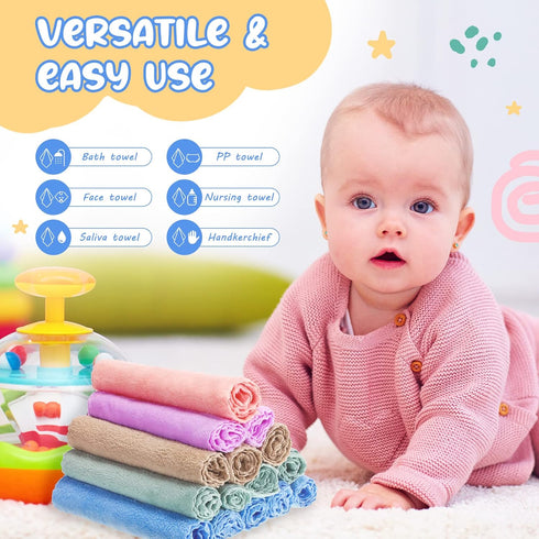 100 Pack 10 10 Inch Handepo Baby Washcloths Bulk x Microfiber Coral Fleece Baby Face Towels Absorbent and Soft Wash