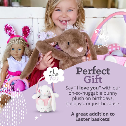 Plushible 18" Brown Easter Bunny Stuffed Animal, Soft Embroidered Plush Toy for Kids, Cuddly Bunny for Newborns