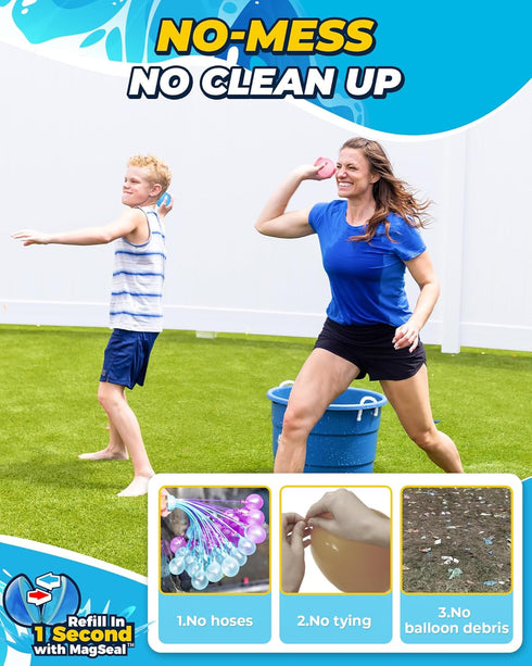 SOPPYCID Reusable Magnetic Water Balloons, Quick Fill Self Sealing Water Bombs for Kids Adult Water Polo Fight Games