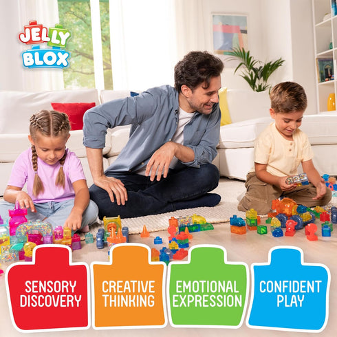 Set 30 2+ Jelly Blox Construction Dump Truck | Pieces | Toddler & Preschool Building Blocks Kids Can Squeeze, Stretch