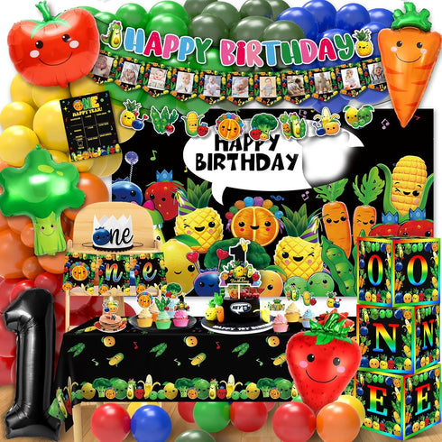 NANAGALI Hey One Bear Sensory Fruit Birthday Decorations - Dancing Fruit 1st