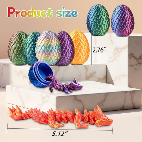 HASTRIDE 4PCS 3D Set 3D 3D Printed Dragon Eggs Small Printing Crystal Articulated Dragons in Surprise Eggs Unique