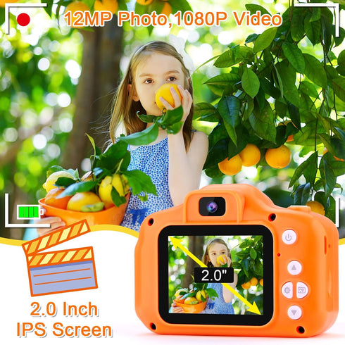 GKTZ Kids Digital Camera - Toys for Girls Age 3-8, Children Camcorder with 32GB SD Card, Birthday Gifts for 3-8 Year