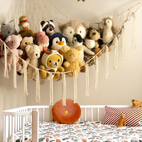 Large Stuffed Animal Storage Hammock Net - Hanging Toy Organizer for Stuffed Animals Corner, Baby Nursery Room Decor