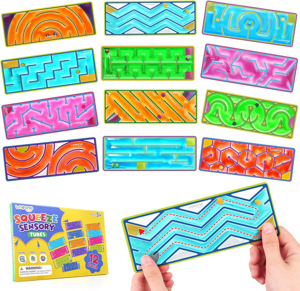 12-Pack Sensory Maze Fidget Toys for Kids & Adults: Quiet Squishy Calming
