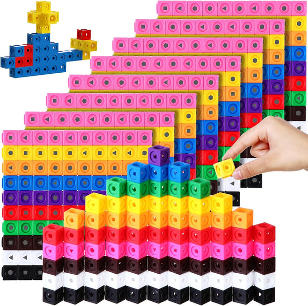 Poen 800 pcs Counting Blocks, Colorful Math Manipulatives, Educational Math Construction Toy for Kids Ages 4-8