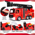 MQDMINI 3 Remote Control Fire Truck Toy - Fireman Fire Truck with Jet Pump and Lights, Red Toy for Year Old Boys, Girls