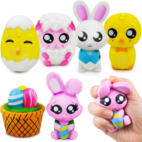6 JOYIN Pcs Easter Squishy Toy Coloring Craft Kit Easter DIY Paint Your Own Squishy Toy Kit Animal Character Including