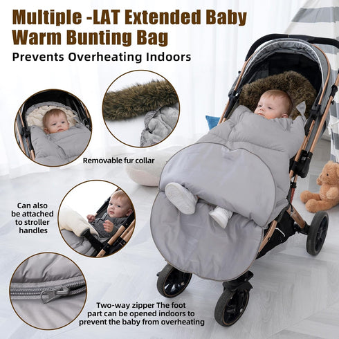 LAT Baby Warm Bunting Bag Universal,Extended and Removable,Stroller Sleeping Bag Cold Weather,Waterproof Toddler