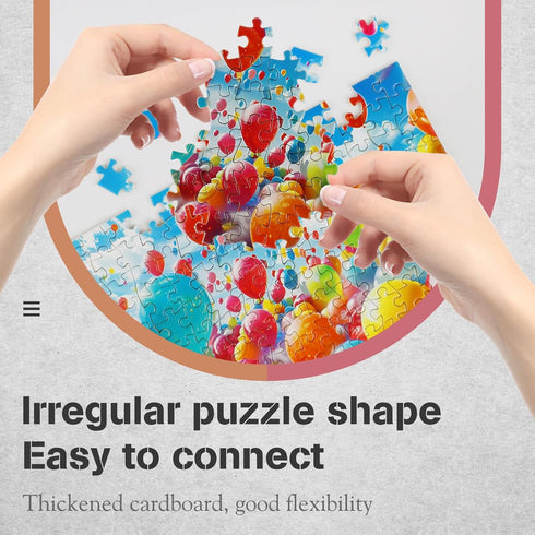 MISITU Small Jigsaw Puzzles for Adults, 150 Pieces Mini Puzzles with Balloons Birthday Themes, 4 Packs Travel Puzzles