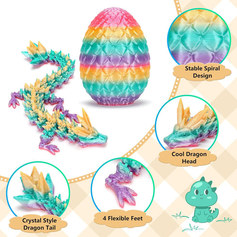 bgezxuy 3D 3D (12pcs-withoutkeychain) Mini Printed Dragon Eggs with Dragon Inside, Articulated Crystal Dragons Printed