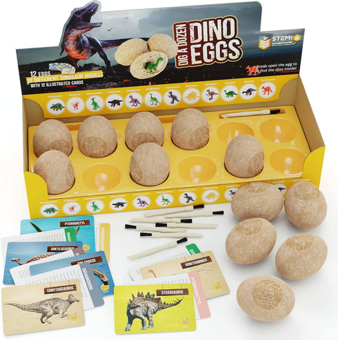 Easter Dig a Dozen Dino Egg Dig Kit for Kids - 12 Eggs & Surprise Dinosaurs, Educational STEM Activities Gift