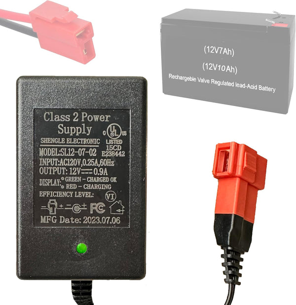 12 Volt Battery Charger for Ride On Toys, UL Listed Charger for Kids Car, 12V Electric Car Power Adapter Square