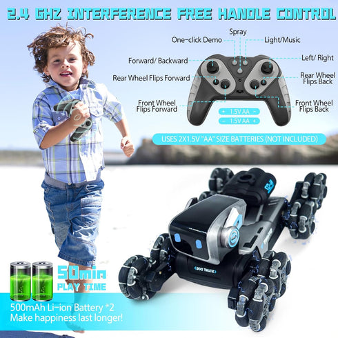 Kids,2.4Ghz 2nd 8 9 10 11 12 Robot Dog Toy for Remote Control Dog Stunt Robot Dogs Gen Remote Control Cars Stunt Rc