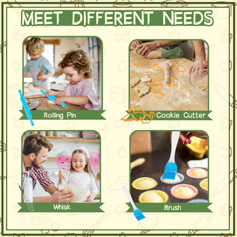 Set, 26Pcs 3-8 KAEGREEL Kids Baking Chef with Dinosaur Apron & Hat Role Play Cooking Chef Cooking Dress Up Toys