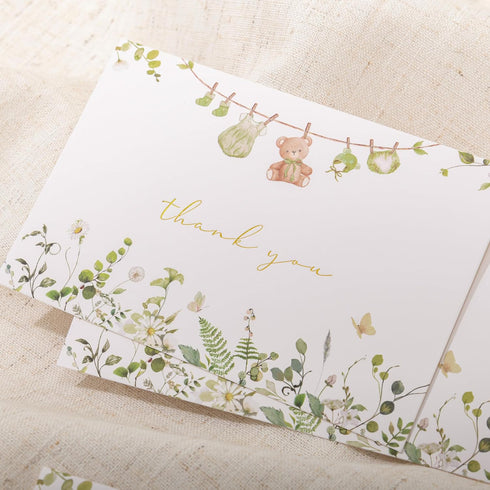 Stickers(50 Pack), Crisky Sage Green Baby Shower Thank You Cards with Envelopes & Eucalyptus Baby Thank You Cards Bulk