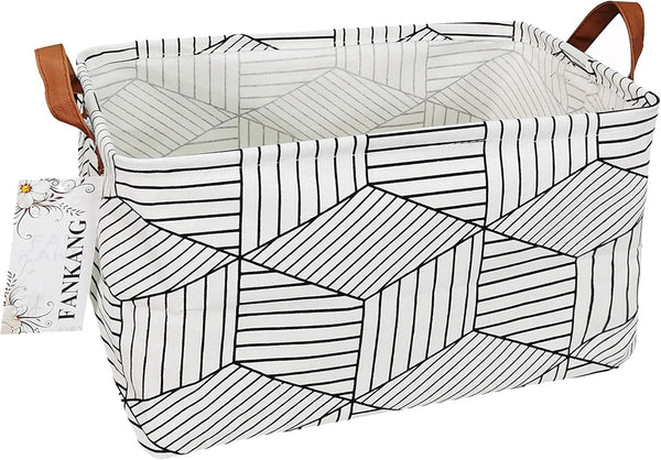 FANKANG Foldable Canvas Laundry Basket, Nursery Hamper with Waterproof PE Coating for Storage, Office, Bedroom (L,