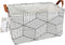 FANKANG Foldable Canvas Laundry Basket, Nursery Hamper with Waterproof PE Coating for Storage, Office, Bedroom (L,