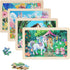 MAX JHQIQU 4 Sets of Wooden Puzzles, Each Set has 24 Pieces, Including Castle