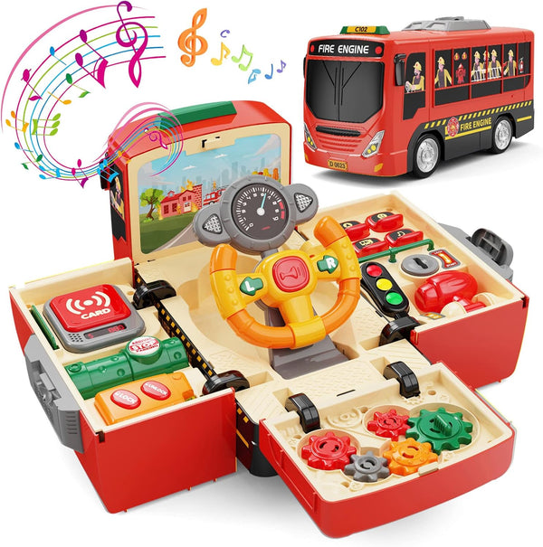 HONGTUO Fire Truck Toys with Teaching Meaning, Simulation Steering Wheel Driving Toy,