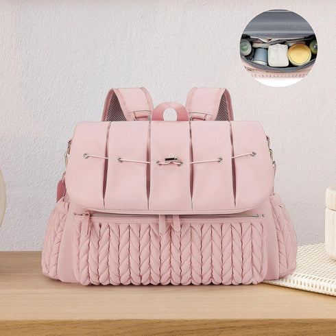 Guohetuk Backpack Diaper Bag Nappy Tote Bag, Changing Bag, for Phone,Toys Keys, Pink