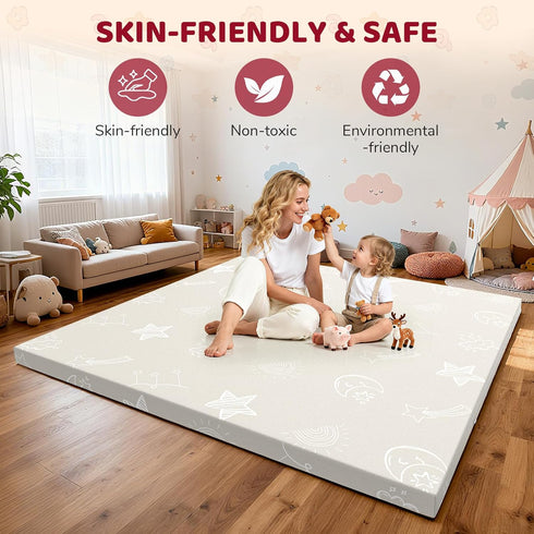 47x47 Tummy 1.2" Baby Play Mat - Leather Waterproof Time mats for floor - Extra Thick Foam Cushioned & Super Soft