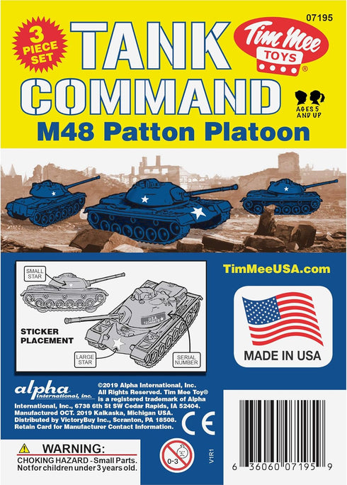 TimMee Toy Tanks for Plastic Army Men, Blue WW2 3pc, Made in USA
