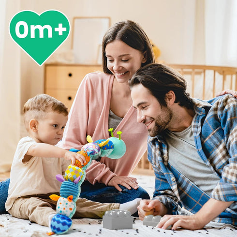 Baby Toys Musical Caterpillar - Soft Activity Toy with Teether for Tummy Time, 0-12 Months Boys & Girls (Blue)