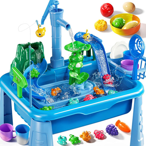 2 3 4 5 6 3-8, 2+ 3-5 Water Table Play Sink Toy for Kids Years Old - Outdoor Kitchen with Running Water, Fishing Games