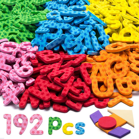192 Pcs Magnetic Letters and Numbers Foam Set, 9 Color Alphabet Magnets Gift for Preschool Kids Educational Toy