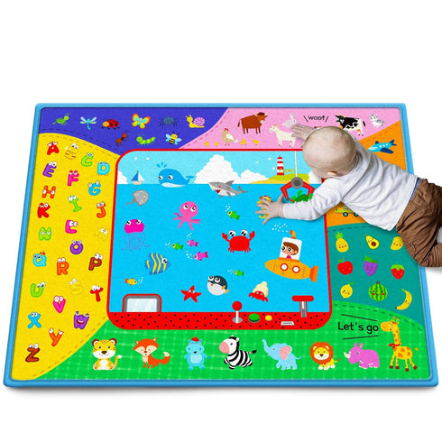 Tummy Baby Crawling Mat,Baby Play Mat for Floor,Large Cotton Educational Time Mat, Foldable Non-Slip Super Soft Padded