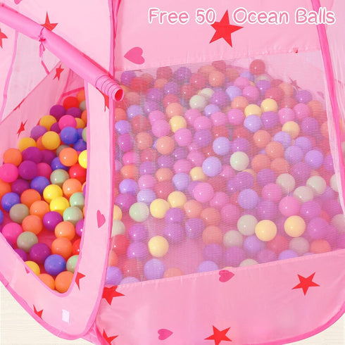 Baby Ball Pit for Toddlers - Kids Pop Up Play Tent with 50 Balls, Princess Toys for Indoor & Outdoor Play