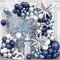 Blue Silver Balloon Arch Kit, Navy Blue Silver White Balloon Garland with